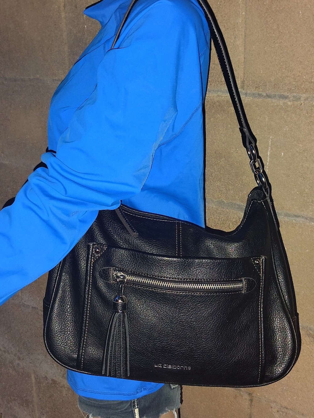 Liz Claiborne Black Leather Shoulder Bag
